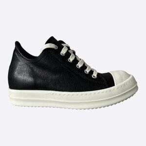Rick Owens Black & White Leather Women's Low Top Sneakers